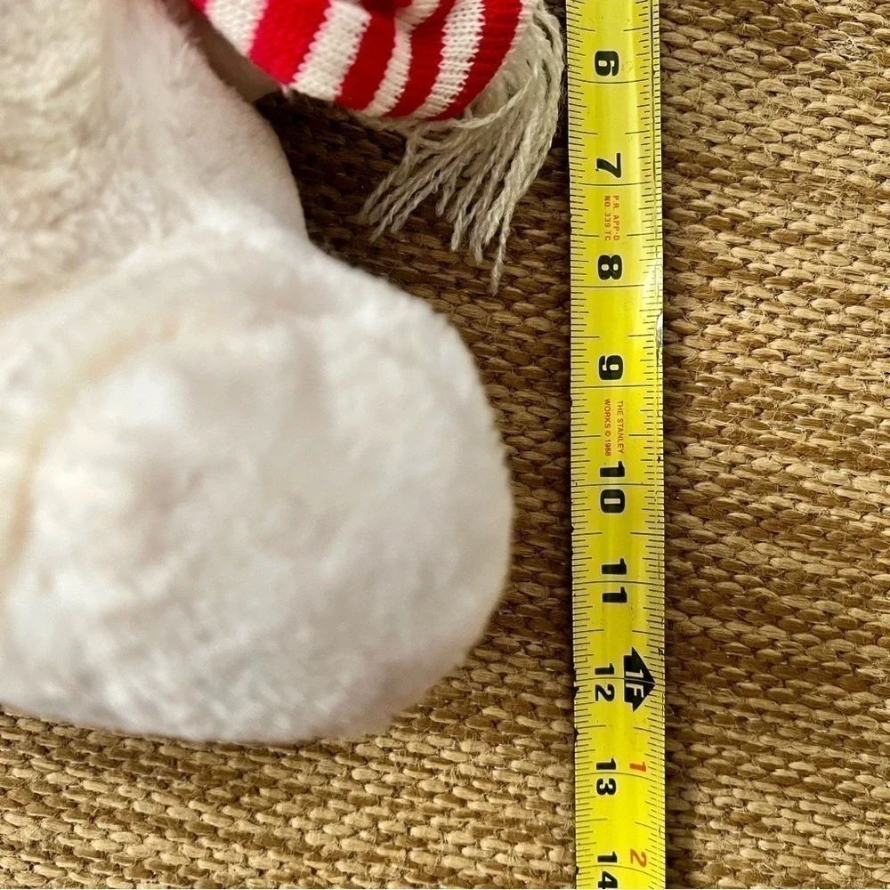 Vintage Liberty Bell Christmas White Teddy Bear Plush Stuffed Toy Hat Scarf 12”